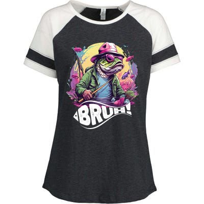 Funny Bass Fishing Bruh Enza Ladies Jersey Colorblock Tee