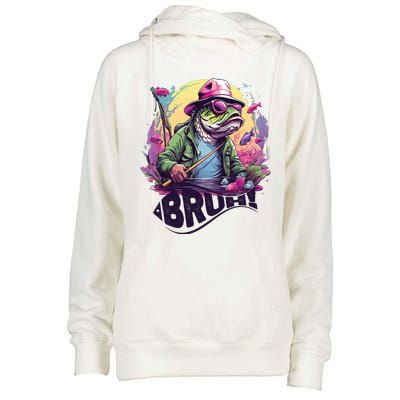 Funny Bass Fishing Bruh Womens Funnel Neck Pullover Hood