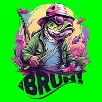 Funny Bass Fishing Bruh Button