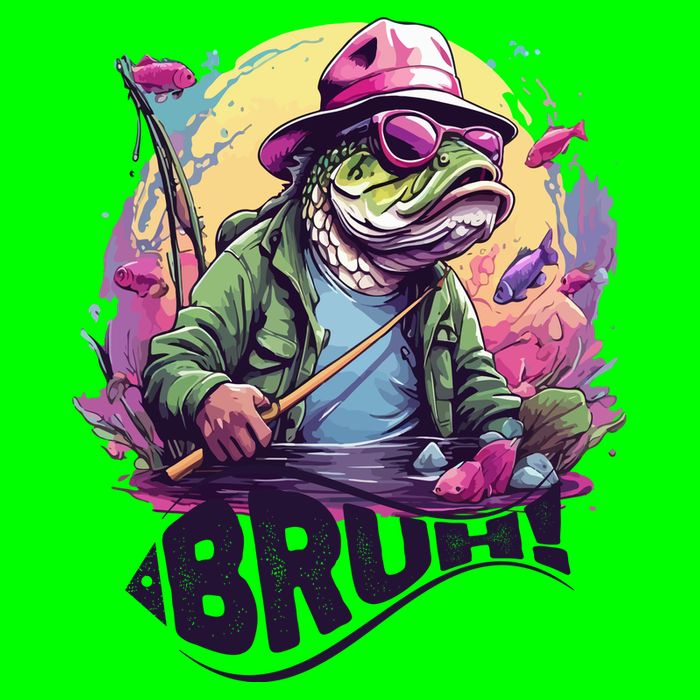 Funny Bass Fishing Bruh Button