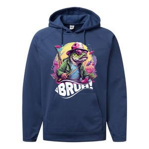 Funny Bass Fishing Bruh Performance Fleece Hoodie