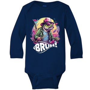 Funny Bass Fishing Bruh Baby Long Sleeve Bodysuit