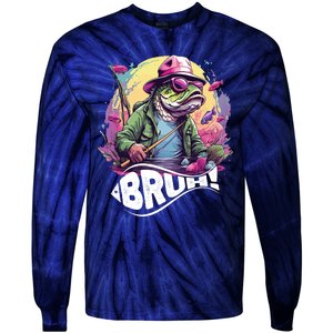 Funny Bass Fishing Bruh Tie-Dye Long Sleeve Shirt