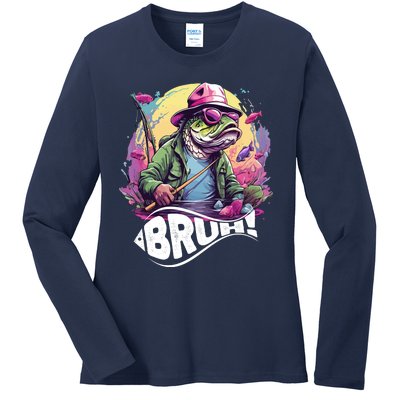 Funny Bass Fishing Bruh Ladies Long Sleeve Shirt