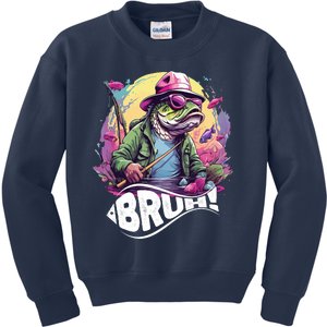 Funny Bass Fishing Bruh Kids Sweatshirt