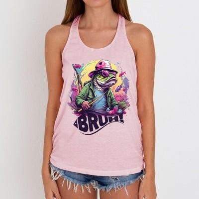 Funny Bass Fishing Bruh Women's Knotted Racerback Tank