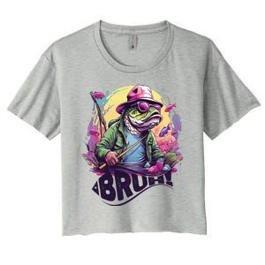 Funny Bass Fishing Bruh Women's Crop Top Tee