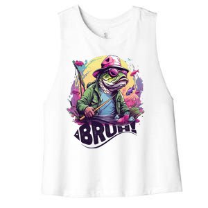 Funny Bass Fishing Bruh Women's Racerback Cropped Tank