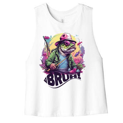 Funny Bass Fishing Bruh Women's Racerback Cropped Tank