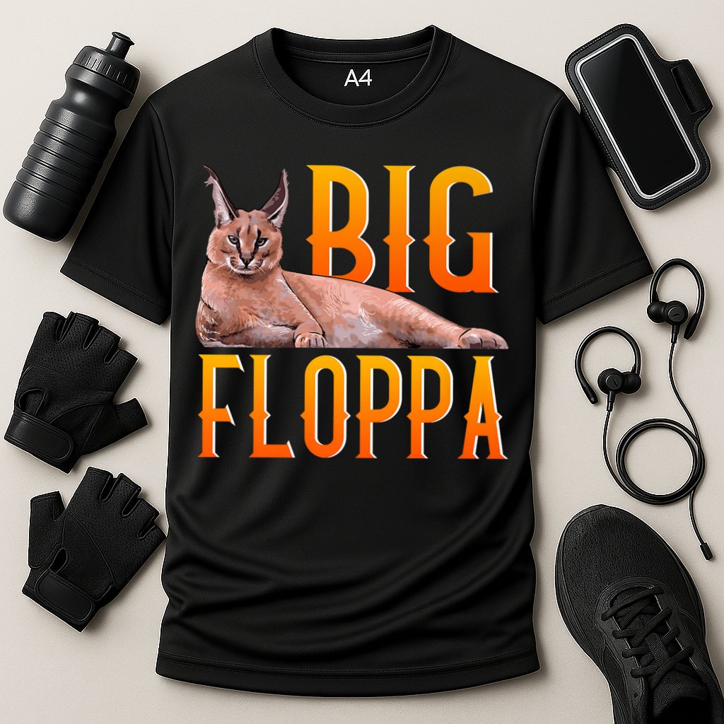 Funny Big Floppa Meme Cat Performance Shirt
