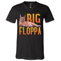 Funny Big Floppa Meme Cat V-Neck T-Shirt