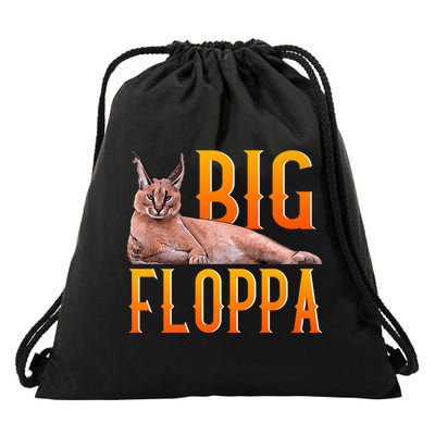Funny Big Floppa Meme Cat Drawstring Bag