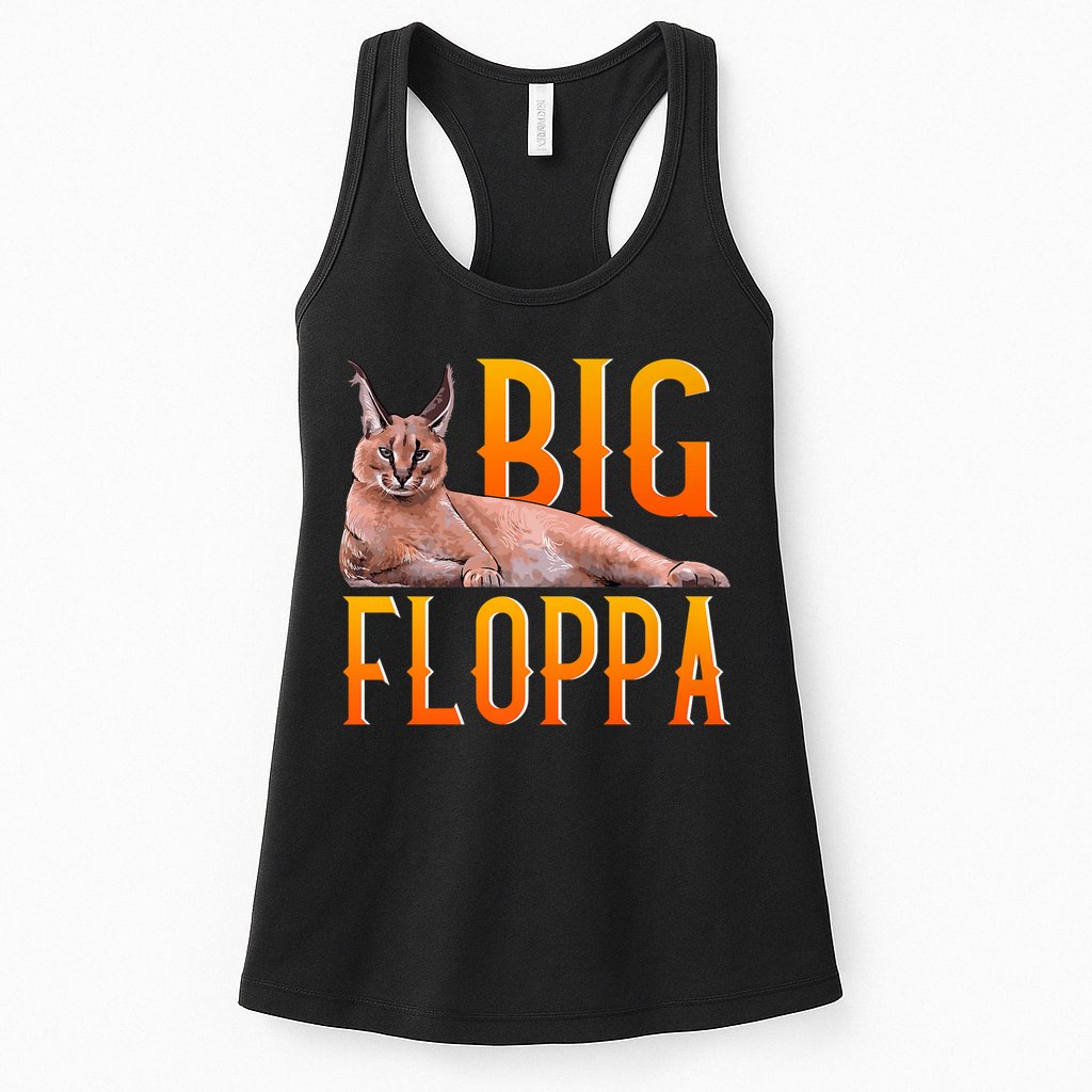 Funny Big Floppa Meme Cat Womens Tank Top