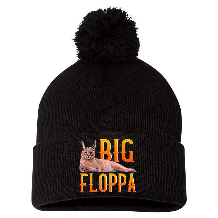 Funny Big Floppa Meme Cat Pom Pom 12in Knit Beanie