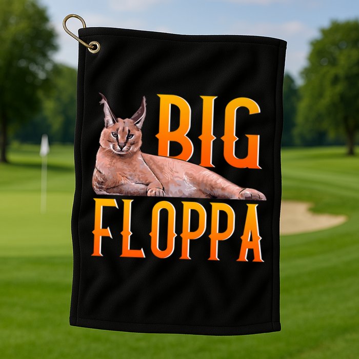 Funny Big Floppa Meme Cat Golf Towel