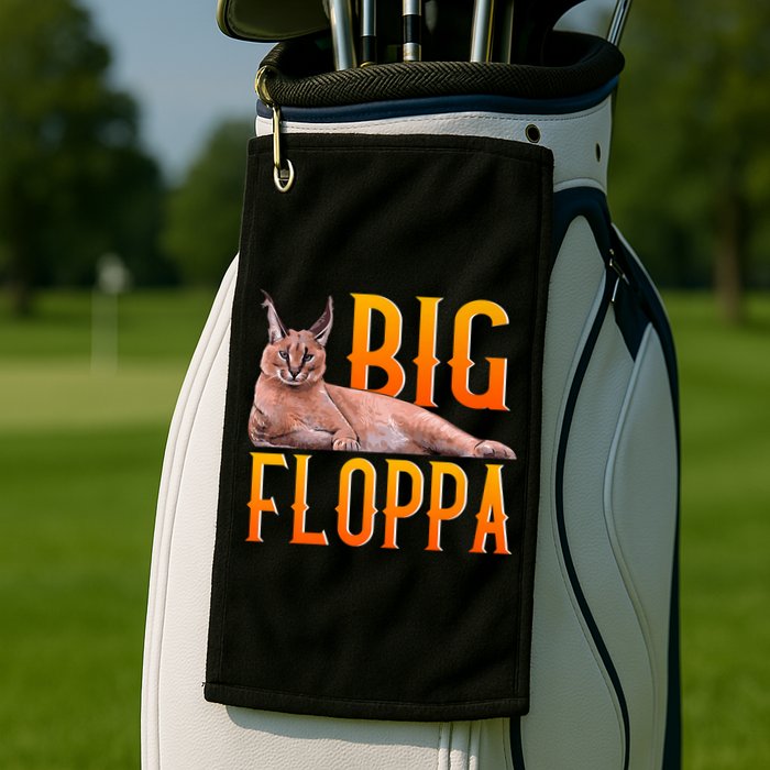 Funny Big Floppa Meme Cat Golf Towel