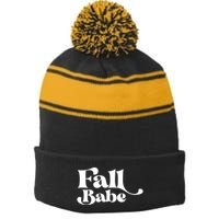 Fall Babe Fall Funny Stripe Pom Pom Beanie