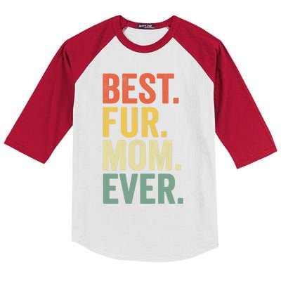 Funny Best Fur MOM Ever Vintage Retro Dog and Cat Owner Kids Colorblock Raglan Jersey