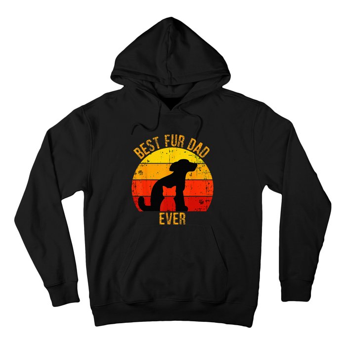 Funny Best Fur Dad Ever Vintage Retro Dog Cat Owner Hoodie