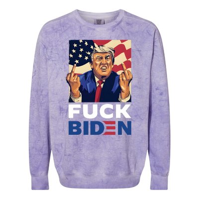 Fuck Biden Funny Trump Middle Finger Colorblast Crewneck Sweatshirt