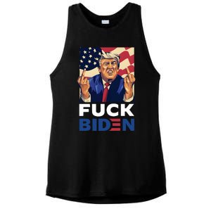 Fuck Biden Funny Trump Middle Finger Ladies PosiCharge Tri-Blend Wicking Tank