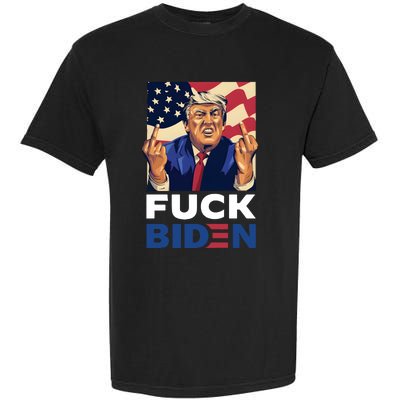 Fuck Biden Funny Trump Middle Finger Garment-Dyed Heavyweight T-Shirt