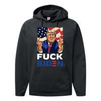 Fuck Biden Funny Trump Middle Finger Performance Fleece Hoodie