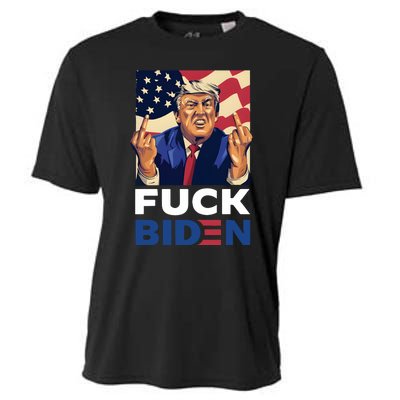 Fuck Biden Funny Trump Middle Finger Cooling Performance Crew T-Shirt