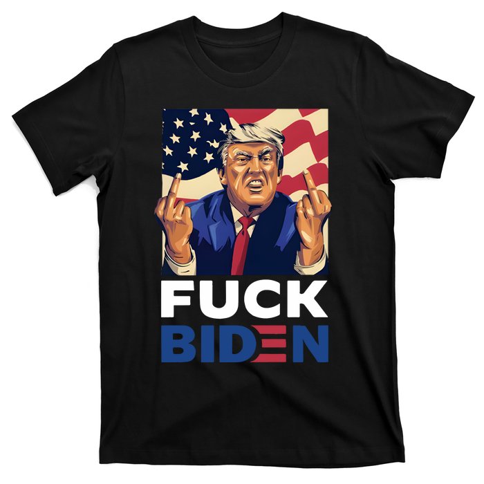 Fuck Biden Funny Trump Middle Finger T-Shirt