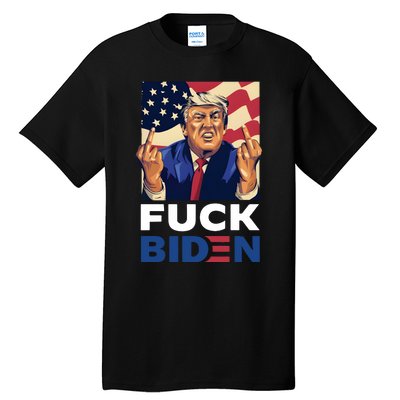 Fuck Biden Funny Trump Middle Finger Tall T-Shirt