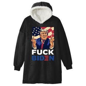 Fuck Biden Funny Trump Middle Finger Hooded Wearable Blanket