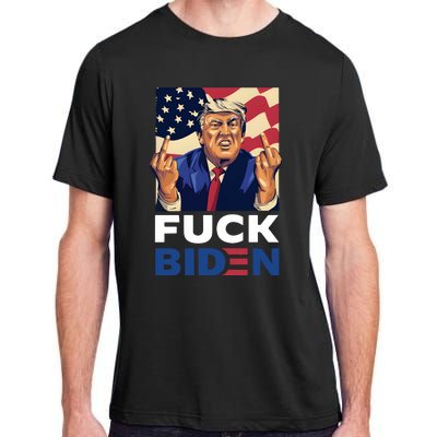 Fuck Biden Funny Trump Middle Finger Adult ChromaSoft Performance T-Shirt