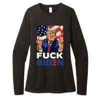 Fuck Biden Funny Trump Middle Finger Womens CVC Long Sleeve Shirt