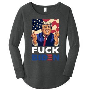 Fuck Biden Funny Trump Middle Finger Women's Perfect Tri Tunic Long Sleeve Shirt