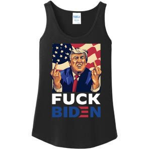 Fuck Biden Funny Trump Middle Finger Ladies Essential Tank