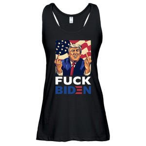 Fuck Biden Funny Trump Middle Finger Ladies Essential Flowy Tank