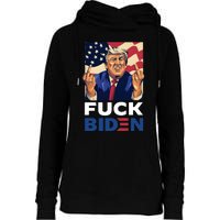 Fuck Biden Funny Trump Middle Finger Womens Funnel Neck Pullover Hood