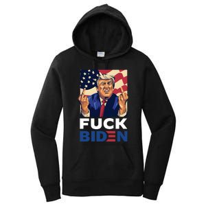 Fuck Biden Funny Trump Middle Finger Women's Pullover Hoodie