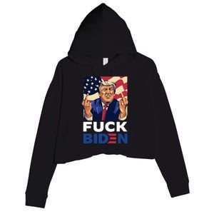 Fuck Biden Funny Trump Middle Finger Crop Fleece Hoodie