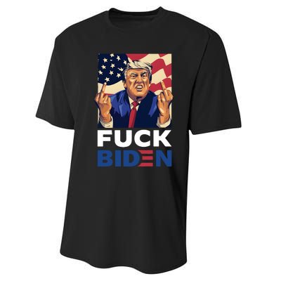 Fuck Biden Funny Trump Middle Finger Performance Sprint T-Shirt