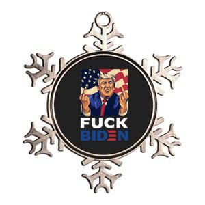 Fuck Biden Funny Trump Middle Finger Metallic Star Ornament