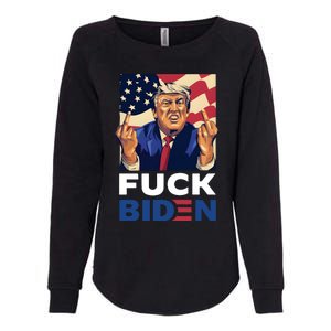 Fuck Biden Funny Trump Middle Finger Womens California Wash Sweatshirt