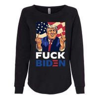 Fuck Biden Funny Trump Middle Finger Womens California Wash Sweatshirt