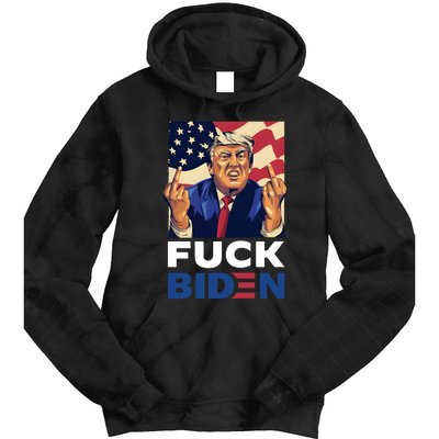 Fuck Biden Funny Trump Middle Finger Tie Dye Hoodie