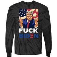 Fuck Biden Funny Trump Middle Finger Tie-Dye Long Sleeve Shirt