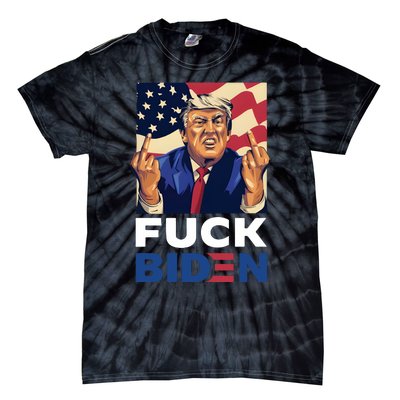 Fuck Biden Funny Trump Middle Finger Tie-Dye T-Shirt