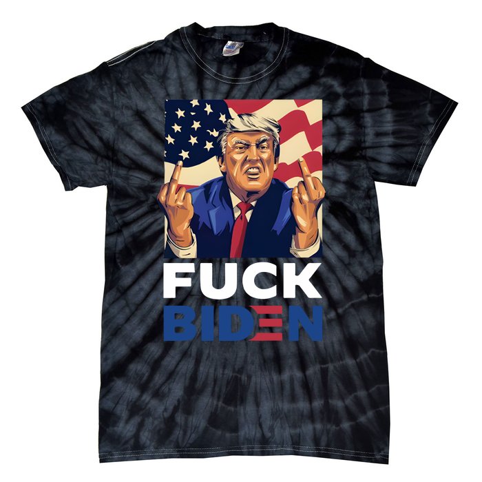 Fuck Biden Funny Trump Middle Finger Tie-Dye T-Shirt