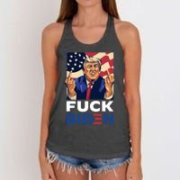 Fuck Biden Funny Trump Middle Finger Women's Knotted Racerback Tank