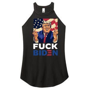 Fuck Biden Funny Trump Middle Finger Women's Perfect Tri Rocker Tank