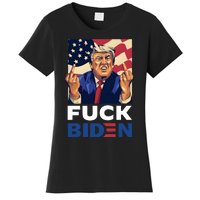 Fuck Biden Funny Trump Middle Finger Women's T-Shirt